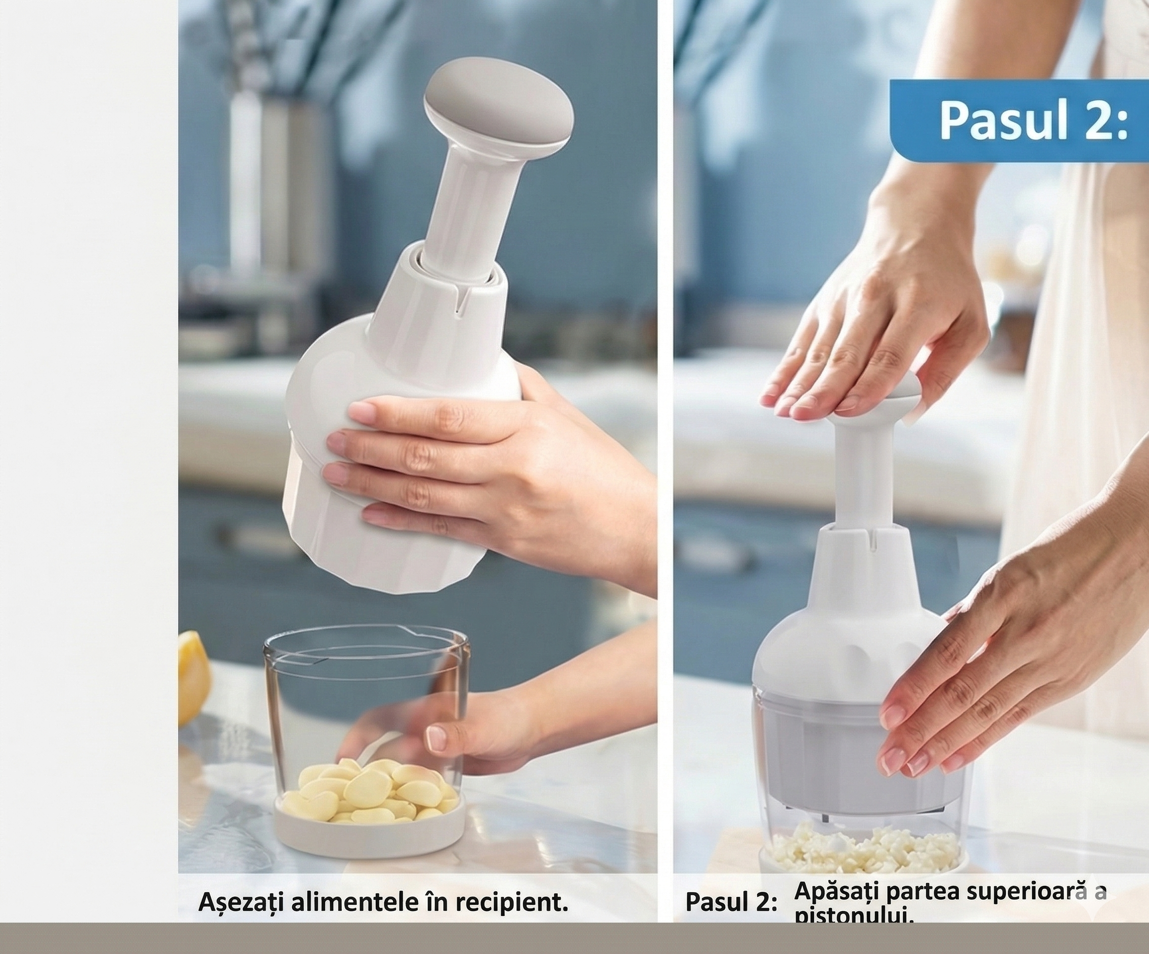 Tocător Manual Multifuncțional pentru Legume și Fructe – Lame Inox și Curățare Rapidă